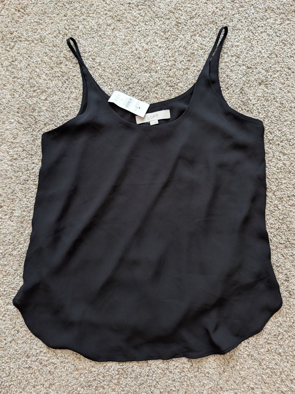 LOFT Womens Black Spaghetti Strap Scoop Neck Camisole Top NWT Size XS